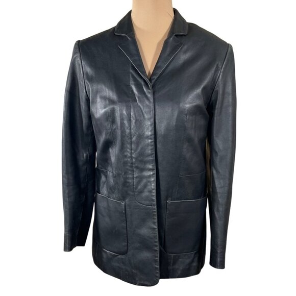 Burberry London Blazer Jacket THRASHED (READ) Black Size 10 Leather Nova - Picture 1 of 16